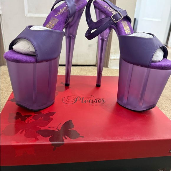 Pleaser Purple Platform Stiletto Sandals - Picture 6 of 11